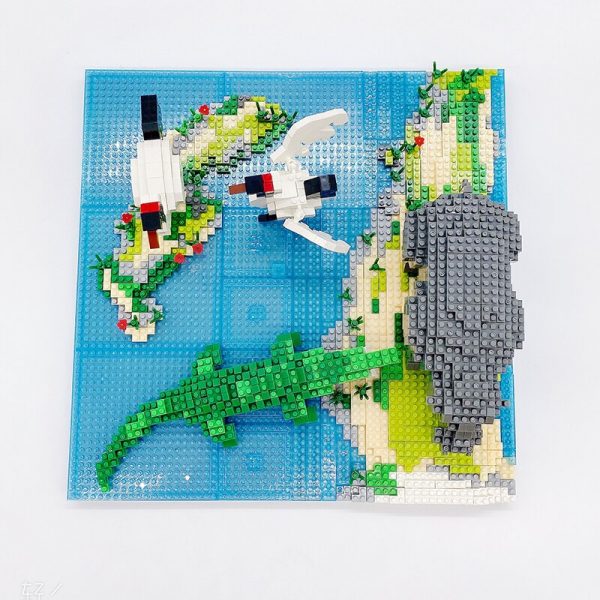 PZX 6623 Animal World Hippo Alligator Crane Bird Flower River Model Mini Diamond Blocks Bricks Building 4 - LOZ™ MINI BLOCKS