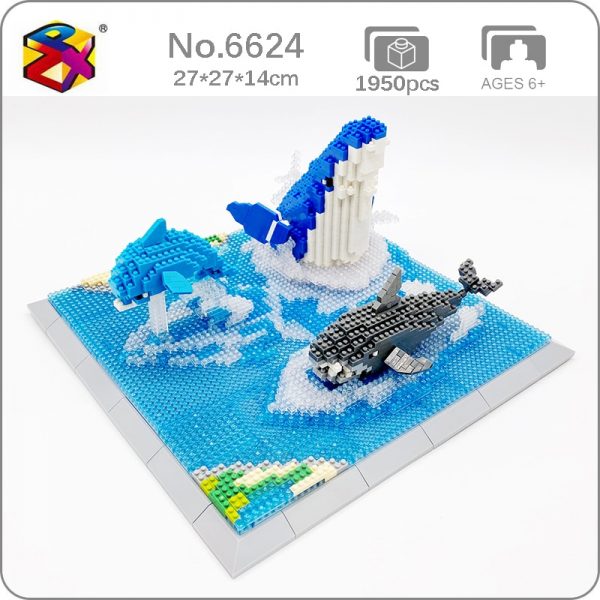 PZX 6624 Animal World Shark Dolphin Whale Fish Ice Sea River Model Mini Diamond Blocks Bricks - LOZ™ MINI BLOCKS