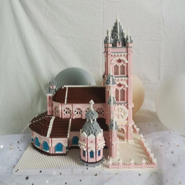 PZX 6626 6 World Architecture Pink Sacred Heart Church 3D Model DIY Mini Diamond Blocks Bricks 1 - LOZ™ MINI BLOCKS
