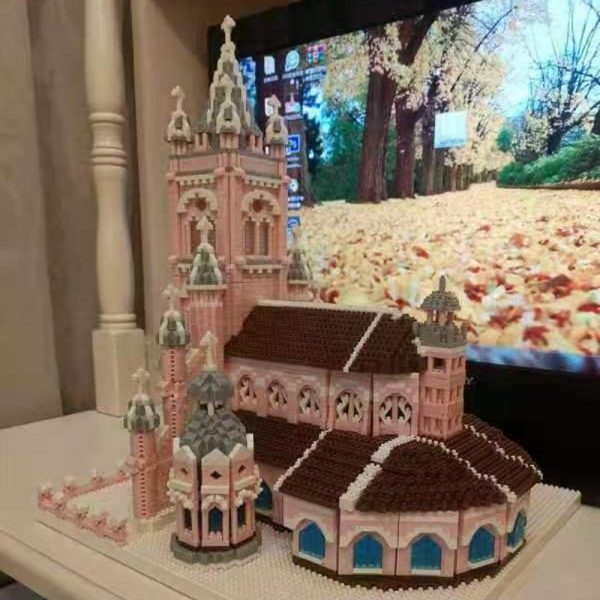 PZX 6626 6 World Architecture Pink Sacred Heart Church 3D Model DIY Mini Diamond Blocks Bricks 3 - LOZ™ MINI BLOCKS