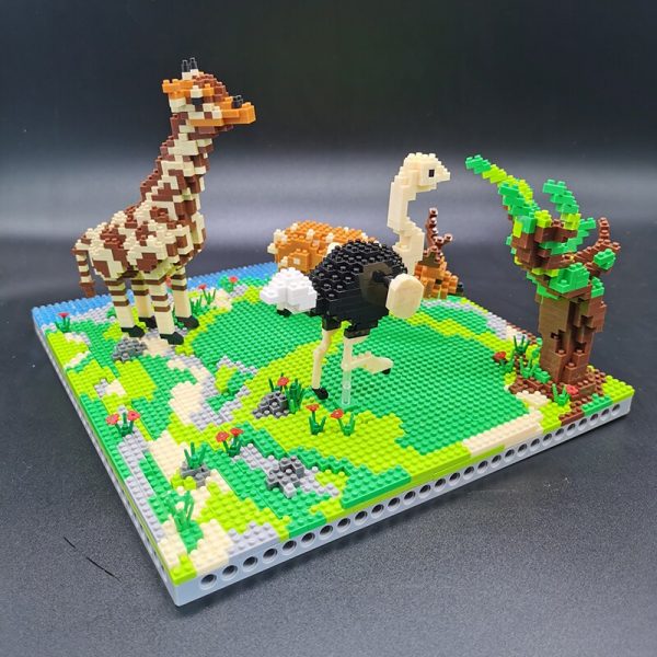PZX 6629 Animal World Giraffe Deer Ostrich Bird Flower River Model Mini Diamond Blocks Bricks Building 2 - LOZ™ MINI BLOCKS