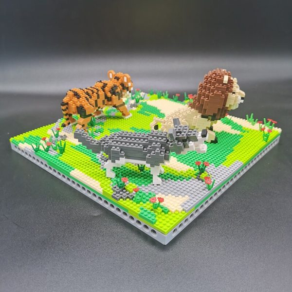 PZX 6630 Animal World Lion Tiger Wolf Flower Meadow 3D Model DIY Mini Diamond Blocks Bricks 3 - LOZ™ MINI BLOCKS