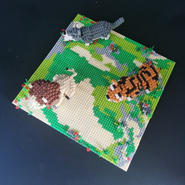 PZX 6630 Animal World Lion Tiger Wolf Flower Meadow 3D Model DIY Mini Diamond Blocks Bricks 5 - LOZ™ MINI BLOCKS
