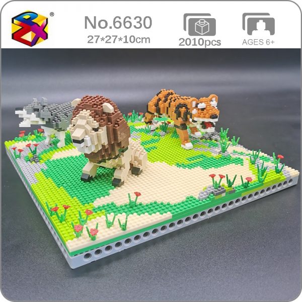 PZX 6630 Animal World Lion Tiger Wolf Flower Meadow 3D Model DIY Mini Diamond Blocks Bricks - LOZ™ MINI BLOCKS