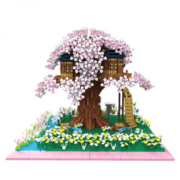 PZX 9928 World Architecture Sakura Tree House Flower Garden Lake Mini Diamond Blocks Bricks Building Toy 4 - LOZ™ MINI BLOCKS