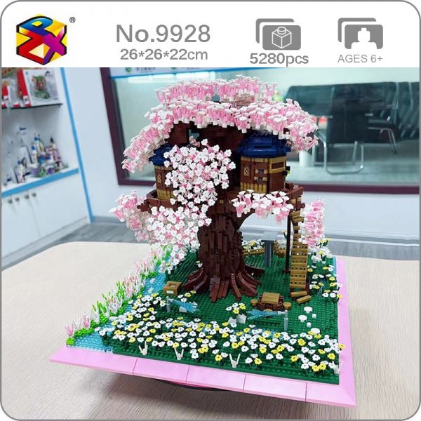 PZX 9928 World Architecture Sakura Tree House Flower Garden Lake Mini Diamond Blocks Bricks Building Toy - LOZ™ MINI BLOCKS