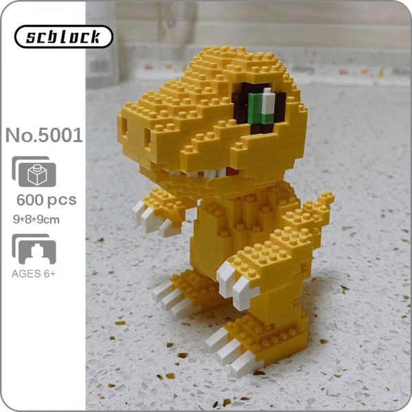 SC 5001 Anime Digimon Agumon Digital Monster Dragon Animal 3D Model Mini Diamond Blocks Bricks Building - LOZ™ MINI BLOCKS