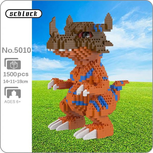 SC 5010 Anime Digimon Greymon Digital Monster Dragon Animal 3D Model Mini Diamond Blocks Bricks Building - LOZ™ MINI BLOCKS