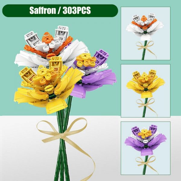 Sembo 601232 Colourful Flowers Bouquet Saffron 3pcs lot Garden Plant Model Mini Blocks Bricks Building Toy 2 - LOZ™ MINI BLOCKS