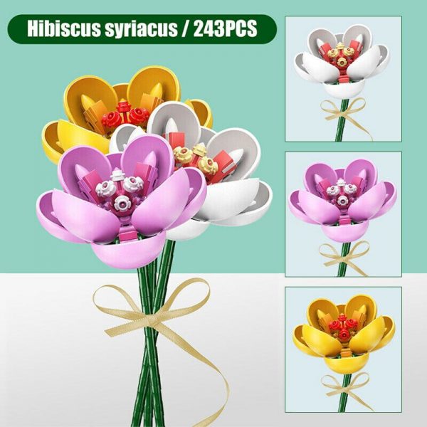 Sembo 601235 Colourful Flowers Bouquet Hibiscus Syriacus 3pcs lot Plant DIY Mini Blocks Bricks Building Toy 3 - LOZ™ MINI BLOCKS
