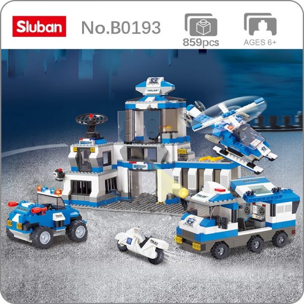 Sluban B0193 City Police Station Office Car Plane Truck Guard Basis Assembly Mini Blocks Bricks Building - LOZ™ MINI BLOCKS