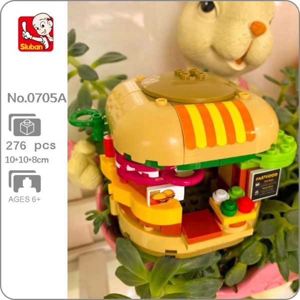 Sluban B0705A Food Court Hamburger Fast Food Sandwich Restaurant Assembly 3D Mini Blocks Bricks Building Toy - LOZ™ MINI BLOCKS