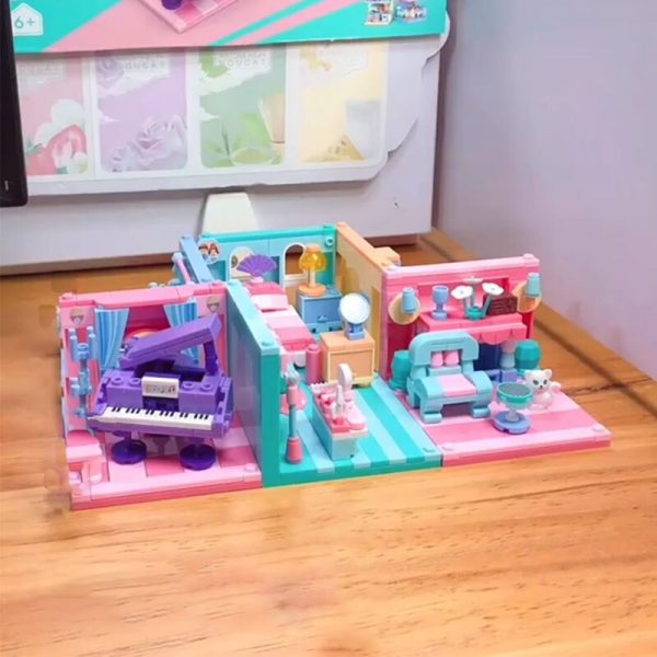 Sluban B0757 Pink Dream House Kitchen Bedroom Piano Toilet Dress SittingRoom Mini Blocks Bricks Building Toy 1 - LOZ™ MINI BLOCKS