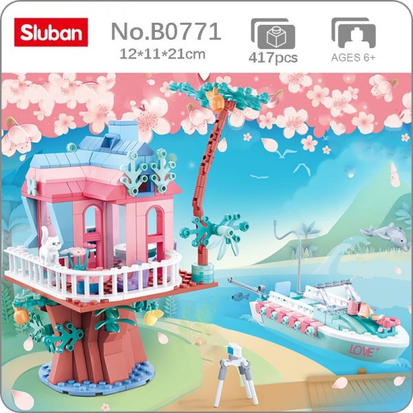 Sluban B0771 Pink Dream Wedding Tree House Boat Ship Friends Union Party DIY Mini Blocks Bricks - LOZ™ MINI BLOCKS