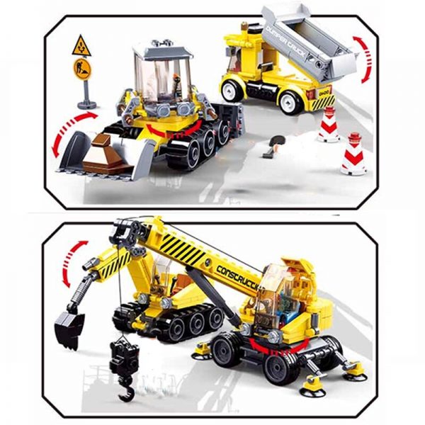 Sluban B0810 Construction Vehicle Truck Crane Bulldozer City Traffic 4PCS 3D Mini Blocks Bricks Building Toy 2 - LOZ™ MINI BLOCKS