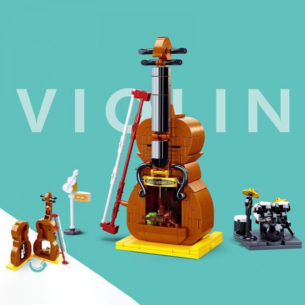 Sluban B0817 Violin Shop Music Instrument Store Drum Microphone City Street Mini Blocks Bricks Building Toy 4 - LOZ™ MINI BLOCKS