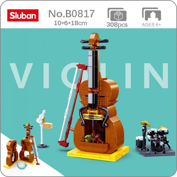 Sluban B0817 Violin Shop Music Instrument Store Drum Microphone City Street Mini Blocks Bricks Building Toy - LOZ™ MINI BLOCKS