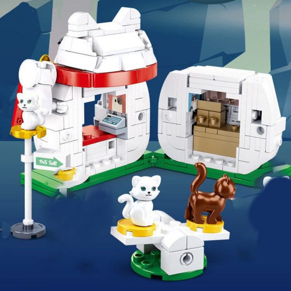 Sluban B0818 Cute Lucky Fortune White Cat Pet Shop Animal Store City Street Mini Blocks Bricks 1 - LOZ™ MINI BLOCKS
