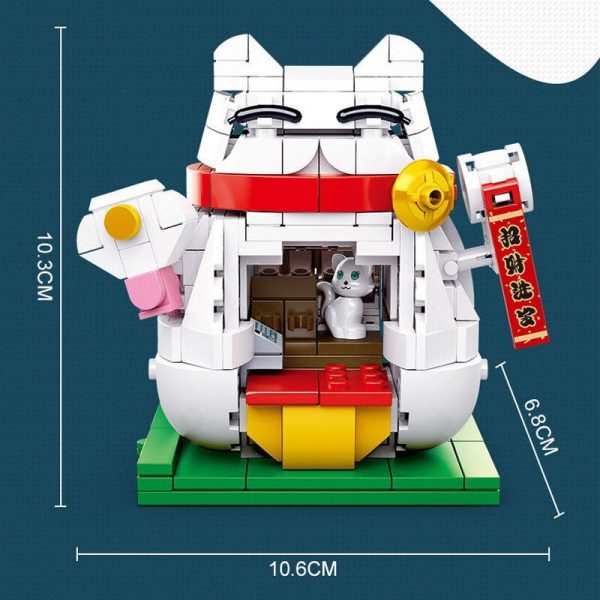 Sluban B0818 Cute Lucky Fortune White Cat Pet Shop Animal Store City Street Mini Blocks Bricks 2 - LOZ™ MINI BLOCKS