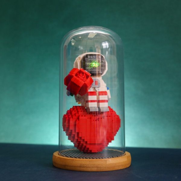 WS Space Astronaut Spaceman Heart Rose Flower Led Light Display Cover Wood Base Mini Diamond Blocks 1 - LOZ™ MINI BLOCKS