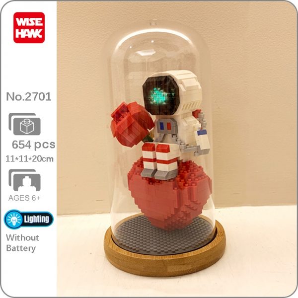 WS Space Astronaut Spaceman Heart Rose Flower Led Light Display Cover Wood Base Mini Diamond Blocks - LOZ™ MINI BLOCKS