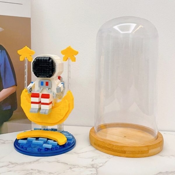 WS Space Astronaut Spaceman Moon Star Water Led Light Display Cover Wood Base DIY Mini Diamond 3 - LOZ™ MINI BLOCKS