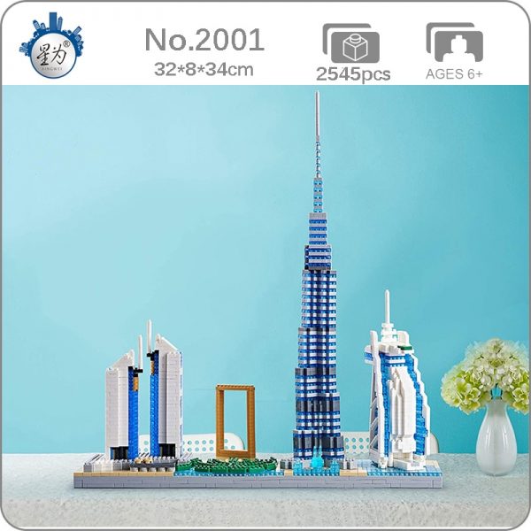 World Architecture City Dubai Frame Burj Al Arab Khalifa Tower DIY Mini Diamond Blocks Bricks Building - LOZ™ MINI BLOCKS