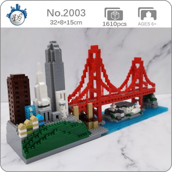 World Architecture City San Francisco Golden Gate Bridge Island DIY Mini Diamond Blocks Bricks Building Toy - LOZ™ MINI BLOCKS