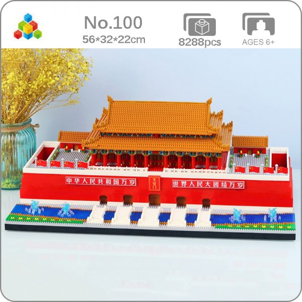 YZ 100 World Architecture Tiananmen Square Flag River Bridge Model Mini Diamond Blocks Bricks Building Toy - LOZ™ MINI BLOCKS